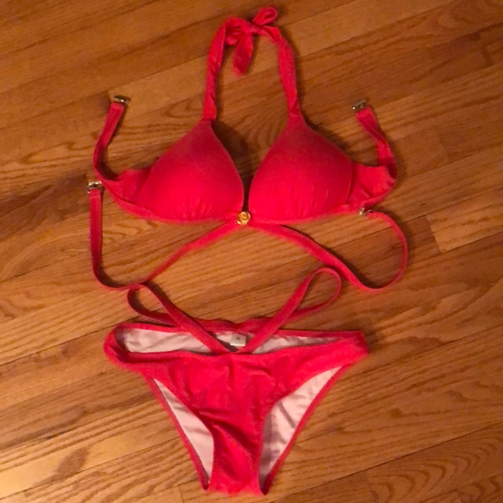 Medium Coral strappy bikini
